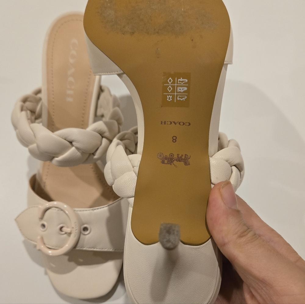 Coach Women's Mollie Cream Braided Sandals Sz 8 Like New - Picture 7 of 11